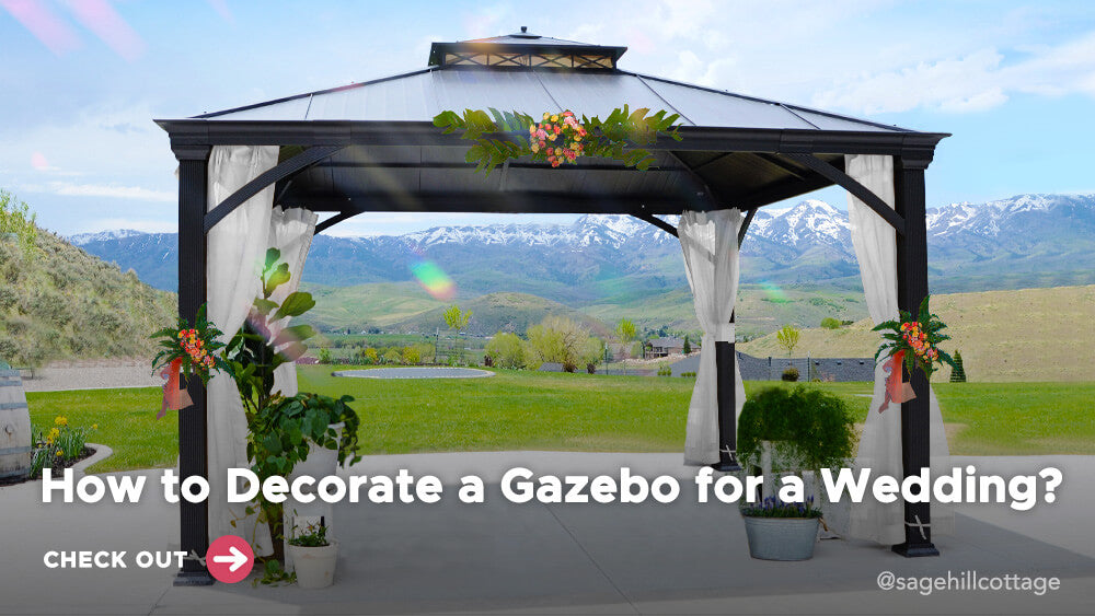 Sunjoy Outdoor Patio 11x13 Black 2-Tier Aluminum Frame Backyard Hardtop Gazebo