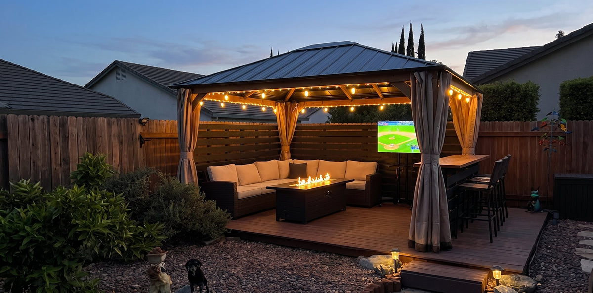 Sunjoy Backyard Set-up for Cold Weather