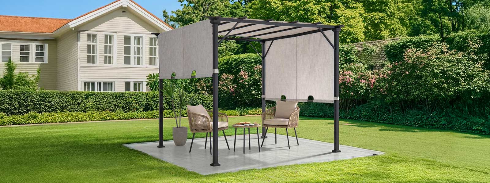 Metal Pergolas with Roof for Sale - SUNJOY, image size:1600x600