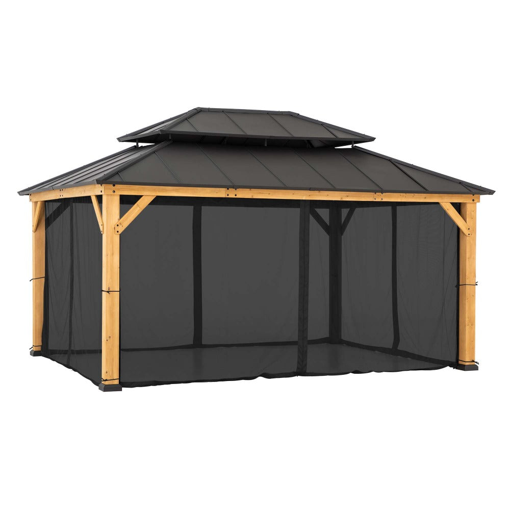 SUNJOY Replacement Mosquito Netting for 12×16 ft. Wood-Framed Gazebos.