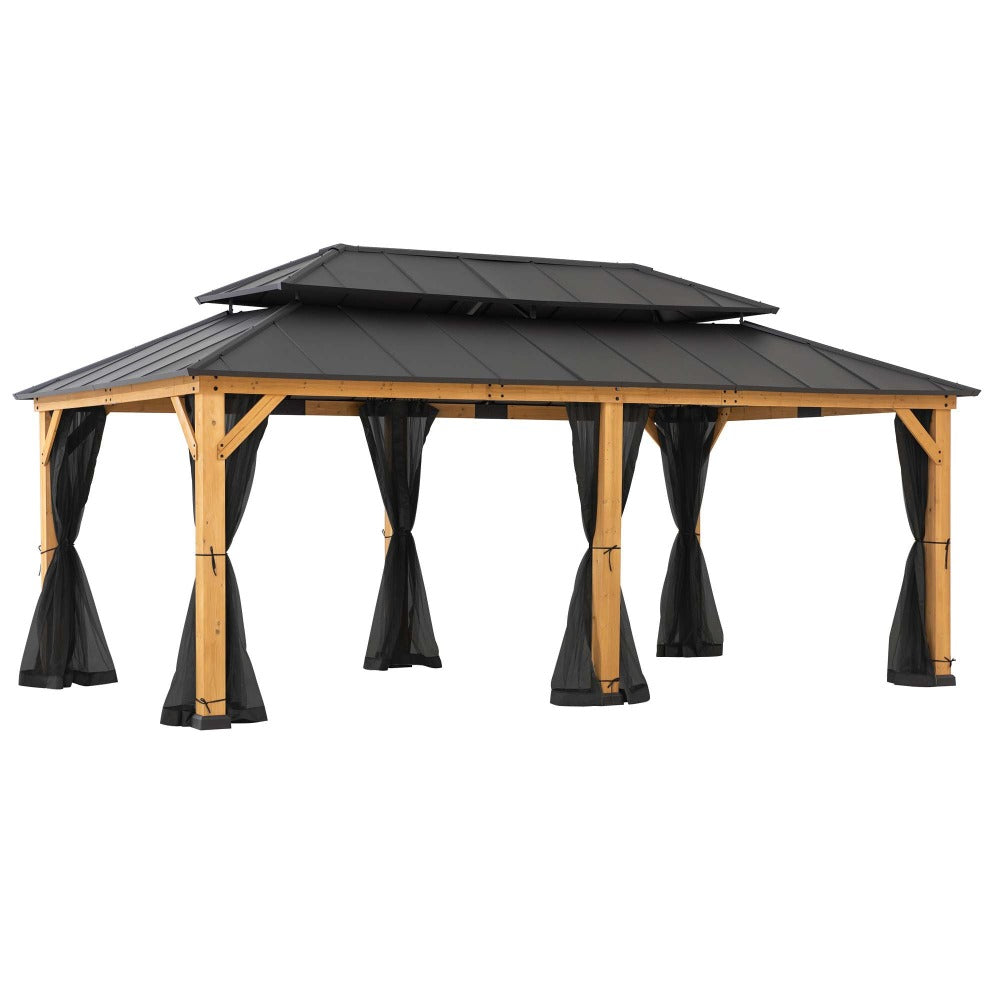 SUNJOY Replacement Mosquito Netting for 12×20 ft. Wood-Framed Gazebos.