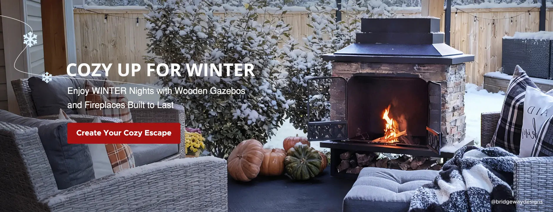 SUNJOY Wooden Gazebo and Fireplace