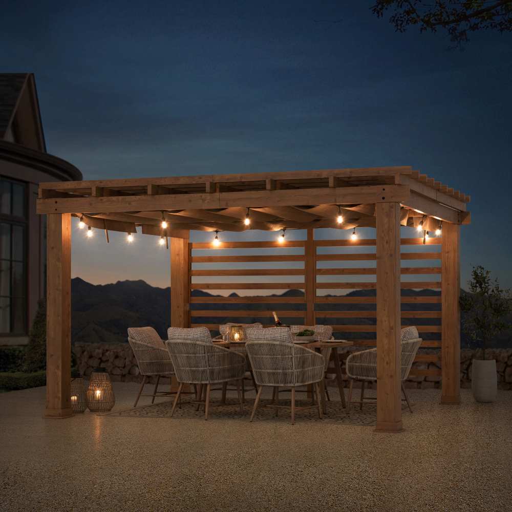 SUNJOY 11x13 Backyard Aluminum Pergola with Retractable Sling Canopy.