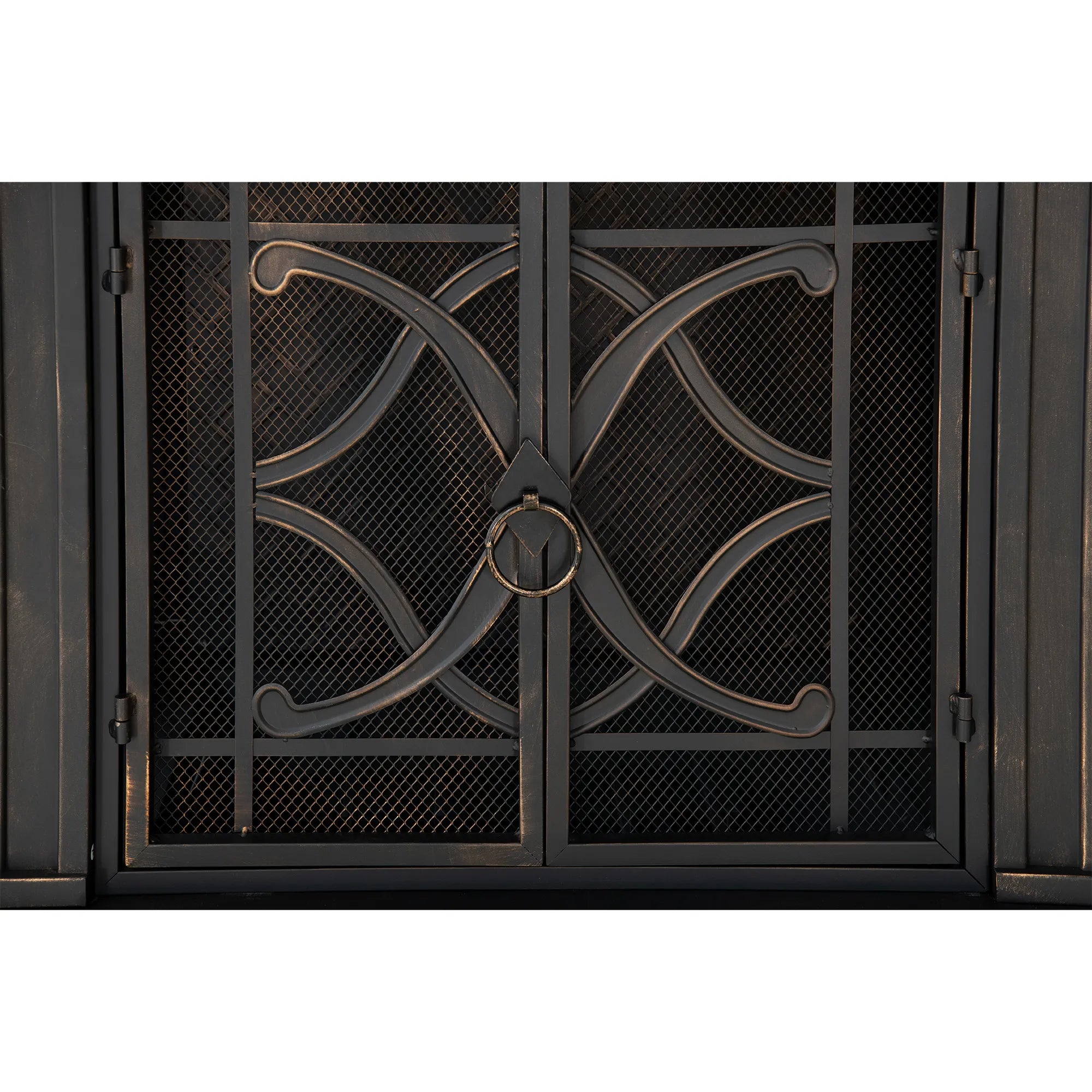 SUNJOY 57 Inch Outdoor Wood Burning Fireplace with PVC Cover - Black & Golden
