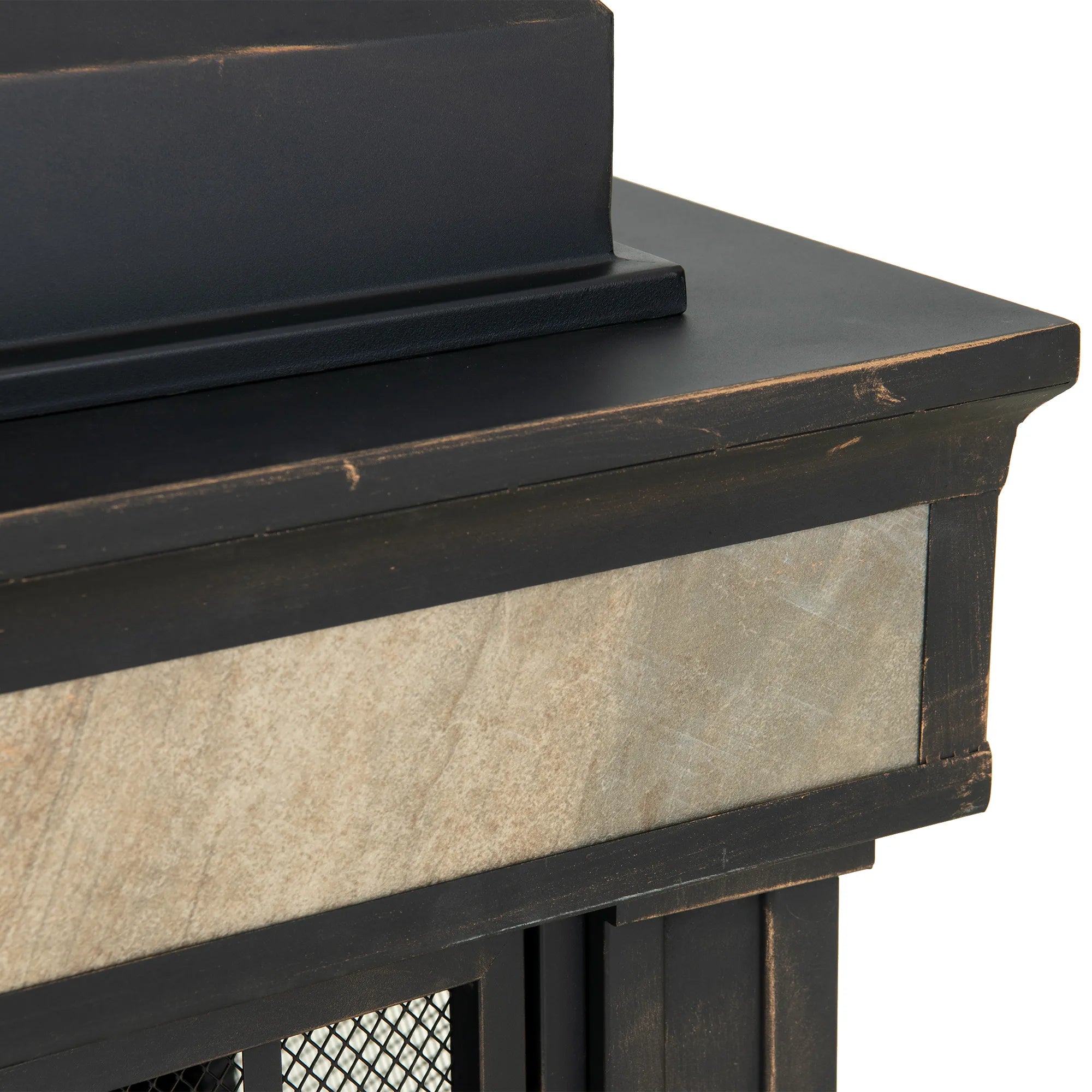 SUNJOY 57 Inch Outdoor Wood Burning Fireplace with PVC Cover - Black & Golden