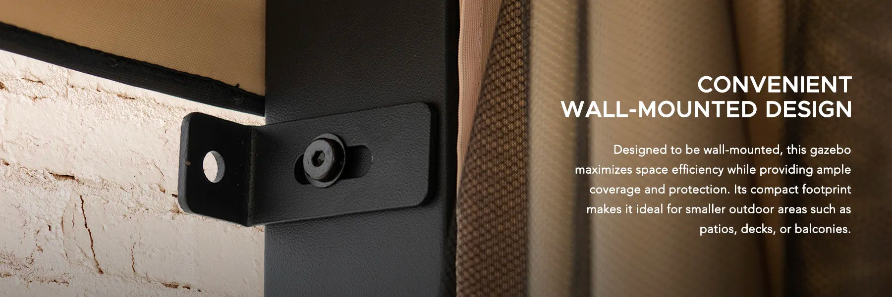 SUNJOY 10x12 Fabric Roof Wall Mounted Gazebo, Lean to Gazebo with Curtain and Netting