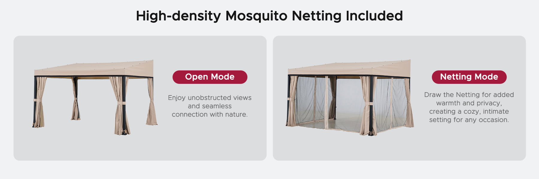 SUNJOY 10x12 Fabric Roof Wall Mounted Gazebo, Lean to Gazebo with Curtain and Netting