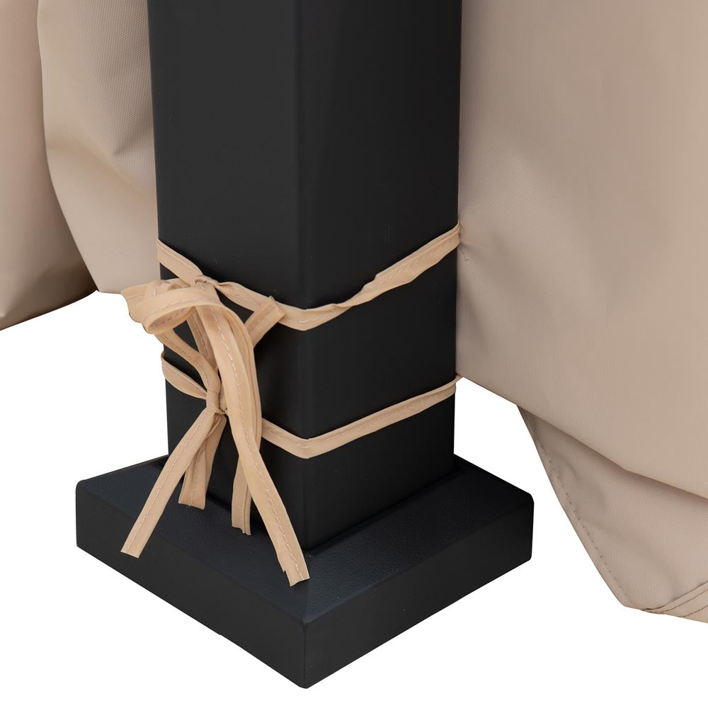 SUNJOY 10x12 Fabric Roof Wall Mounted Gazebo, Lean to Gazebo with Curtain and Netting