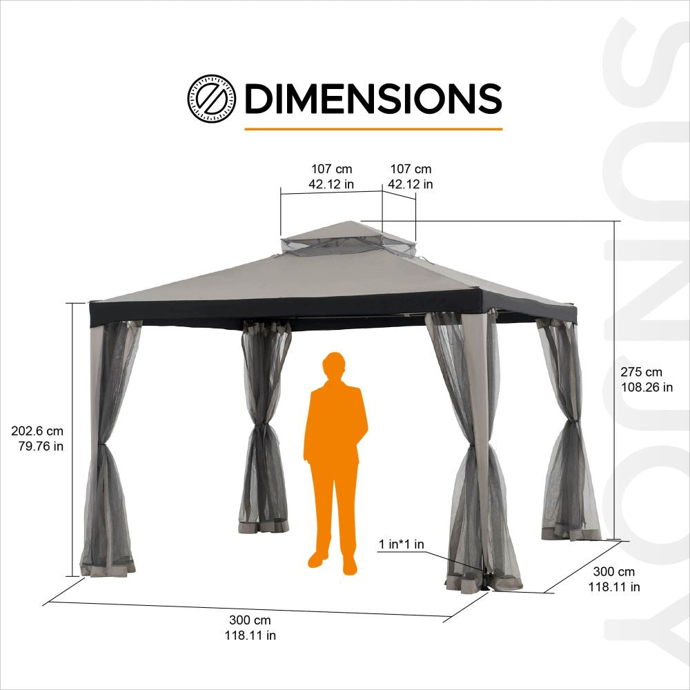 SUNJOY 10x10 Chatam Soft Top Gazebo with Mosquito Netting.