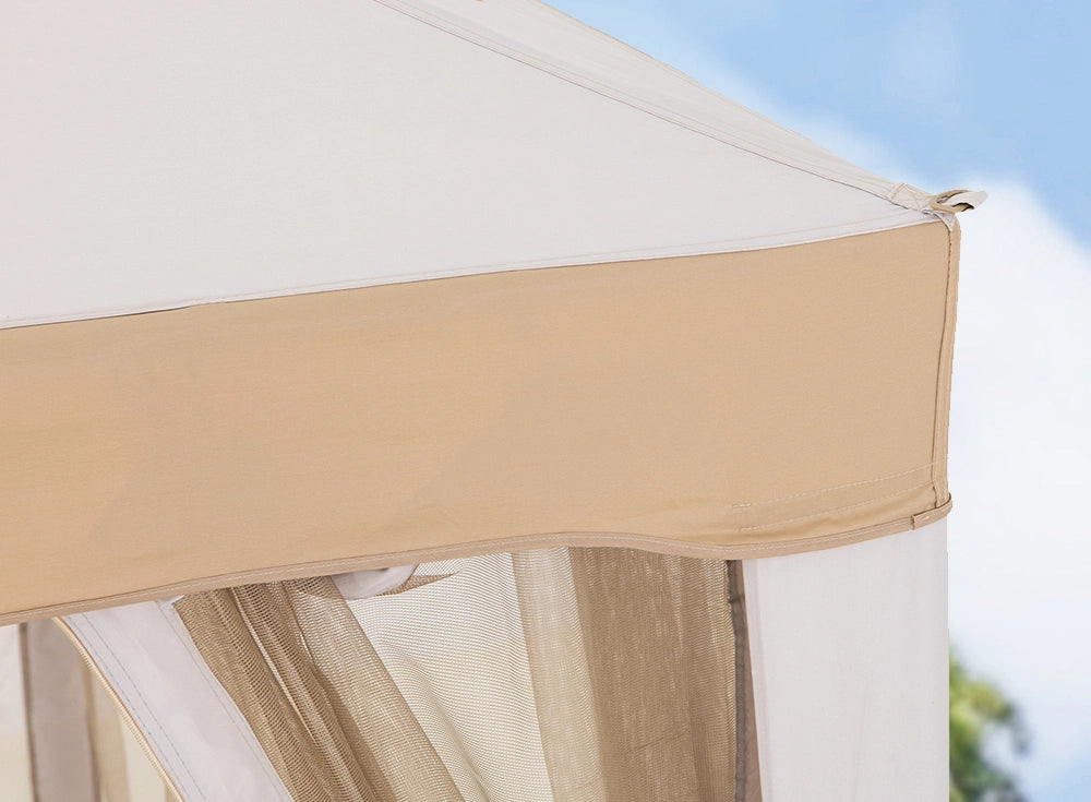 SUNJOY 10x10 Soft Top Gazebo with Mosquito Netting - Gray & Khaki