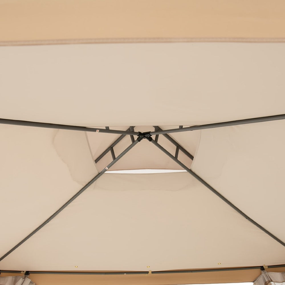 SUNJOY 10x10 Soft Top Gazebo with Mosquito Netting - Gray & Khaki