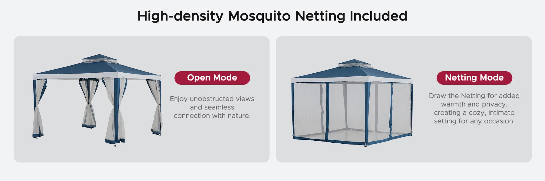 SUNJOY 10x10 Soft Top Gazebo with Mosquito Netting - Navy & White