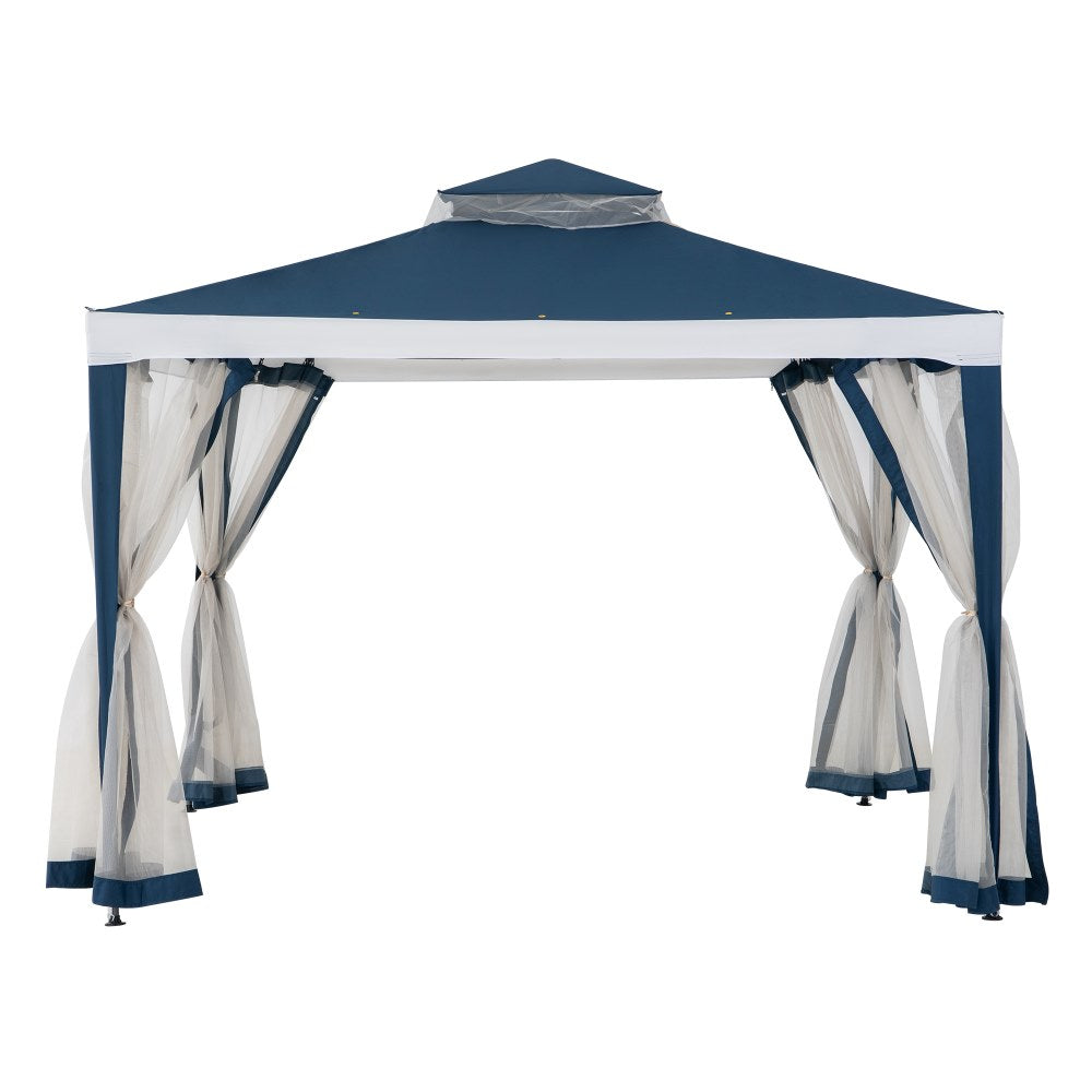SUNJOY 10x10 Soft Top Gazebo with Mosquito Netting - Navy & White