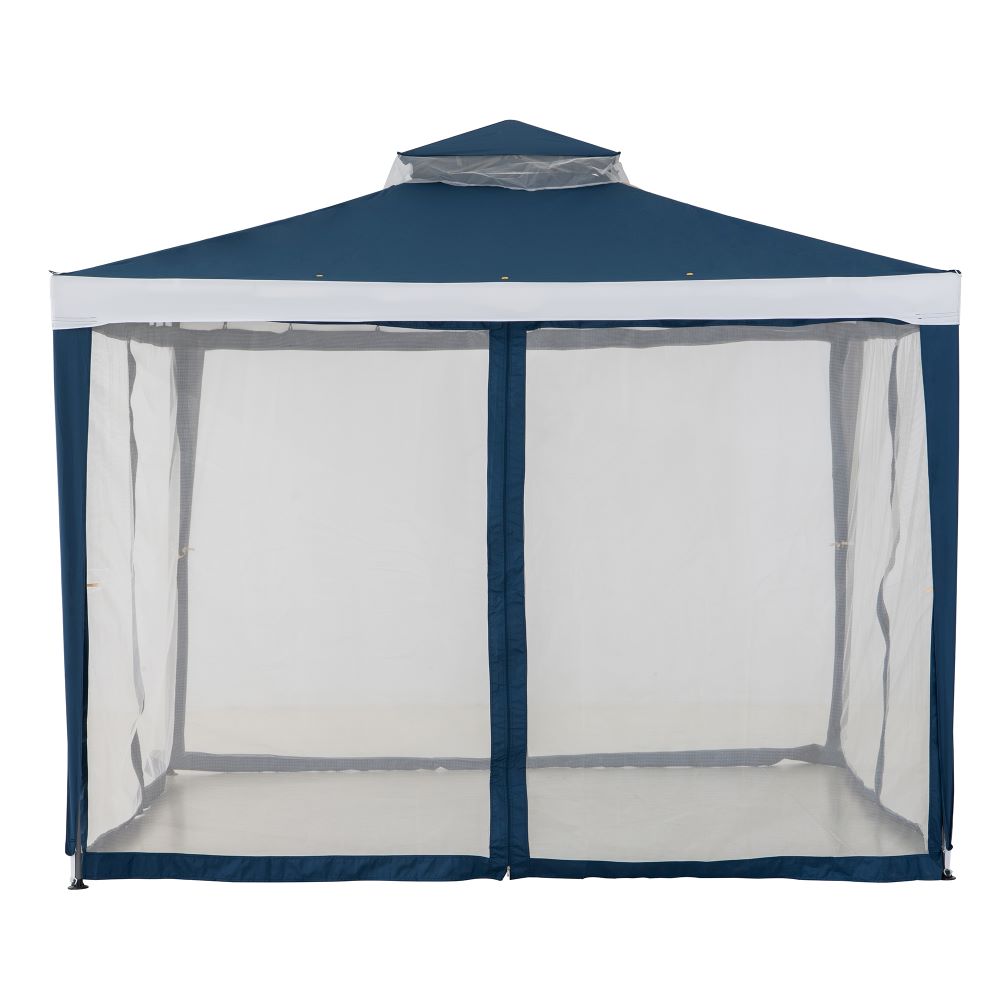 SUNJOY 10x10 Soft Top Gazebo with Mosquito Netting - Navy & White