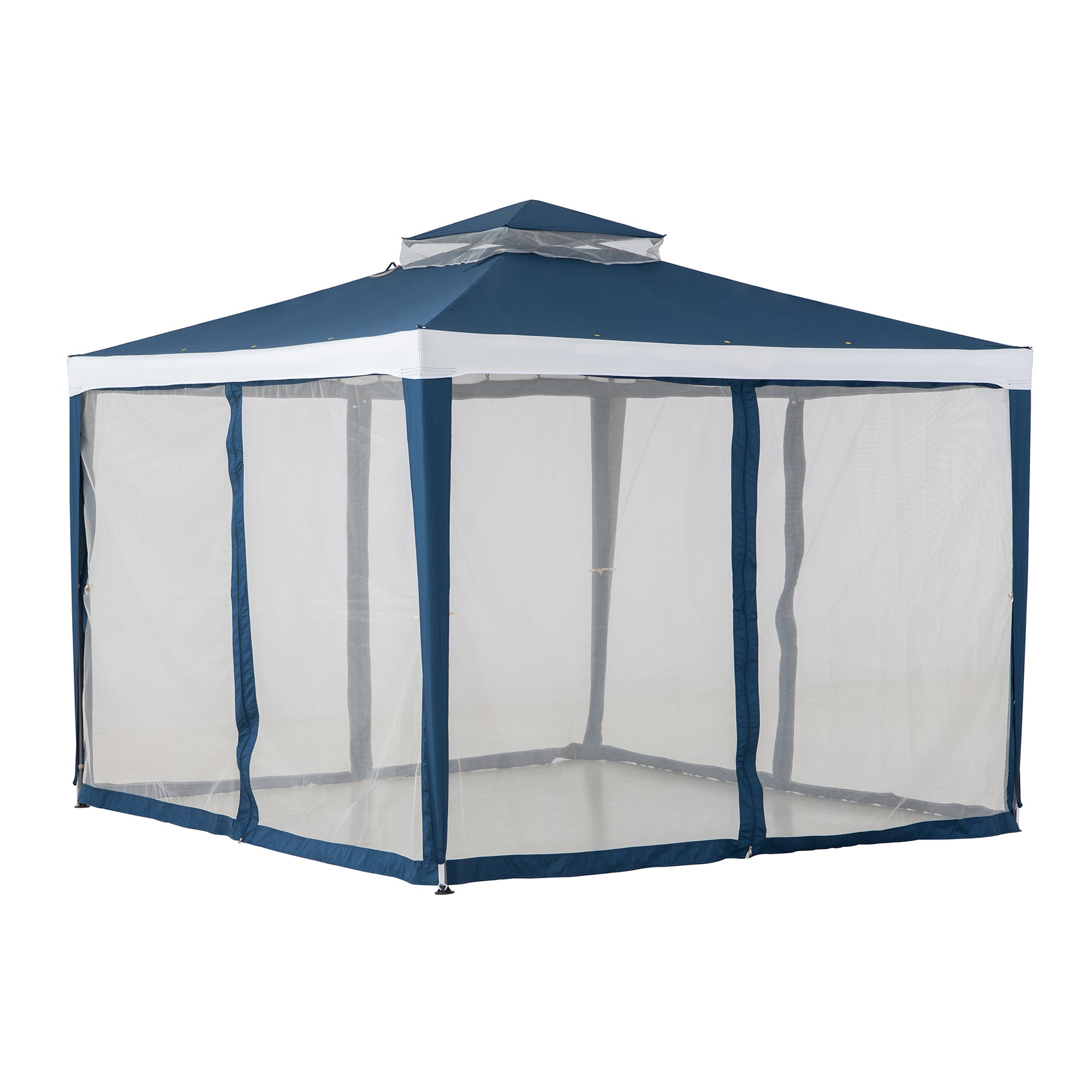 SUNJOY 10x10 Soft Top Gazebo with Mosquito Netting - Navy & White