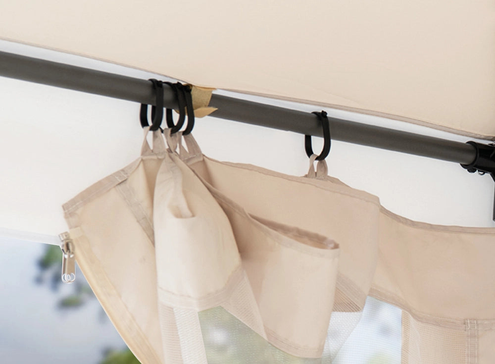 SUNJOY 10x10 Soft Top Gazebo with Mosquito Netting - Beige & White
