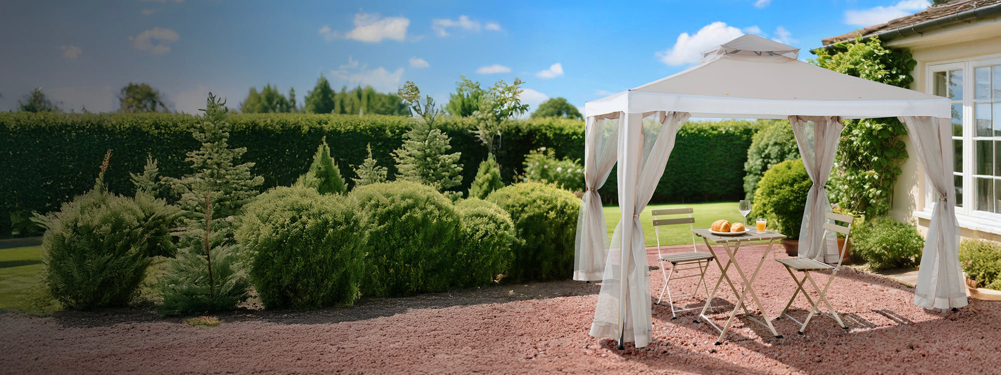 SUNJOY 10x10 Soft Top Gazebo with Mosquito Netting - Beige & White