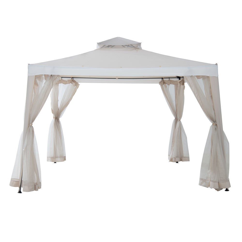 SUNJOY 10x10 Soft Top Gazebo with Mosquito Netting - Beige & White