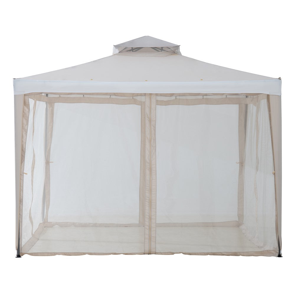 SUNJOY 10x10 Soft Top Gazebo with Mosquito Netting - Beige & White