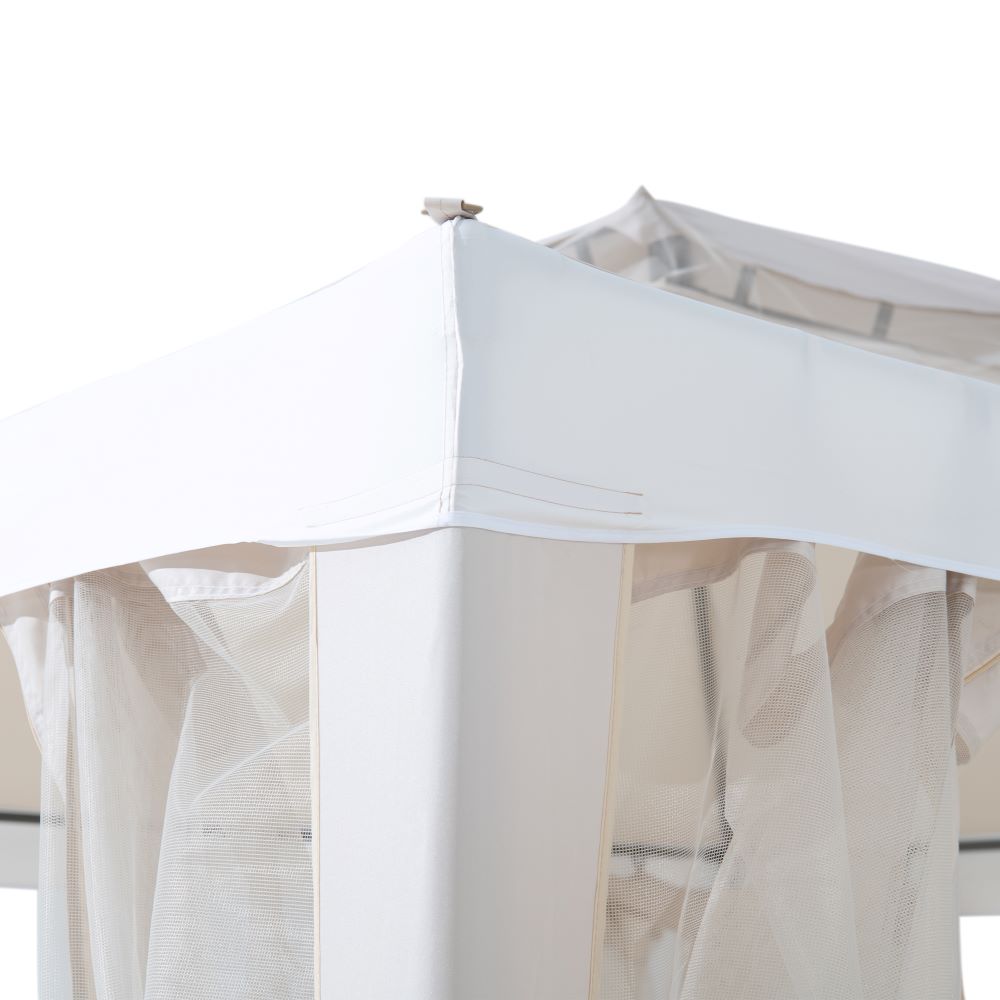 SUNJOY 10x10 Soft Top Gazebo with Mosquito Netting - Beige & White