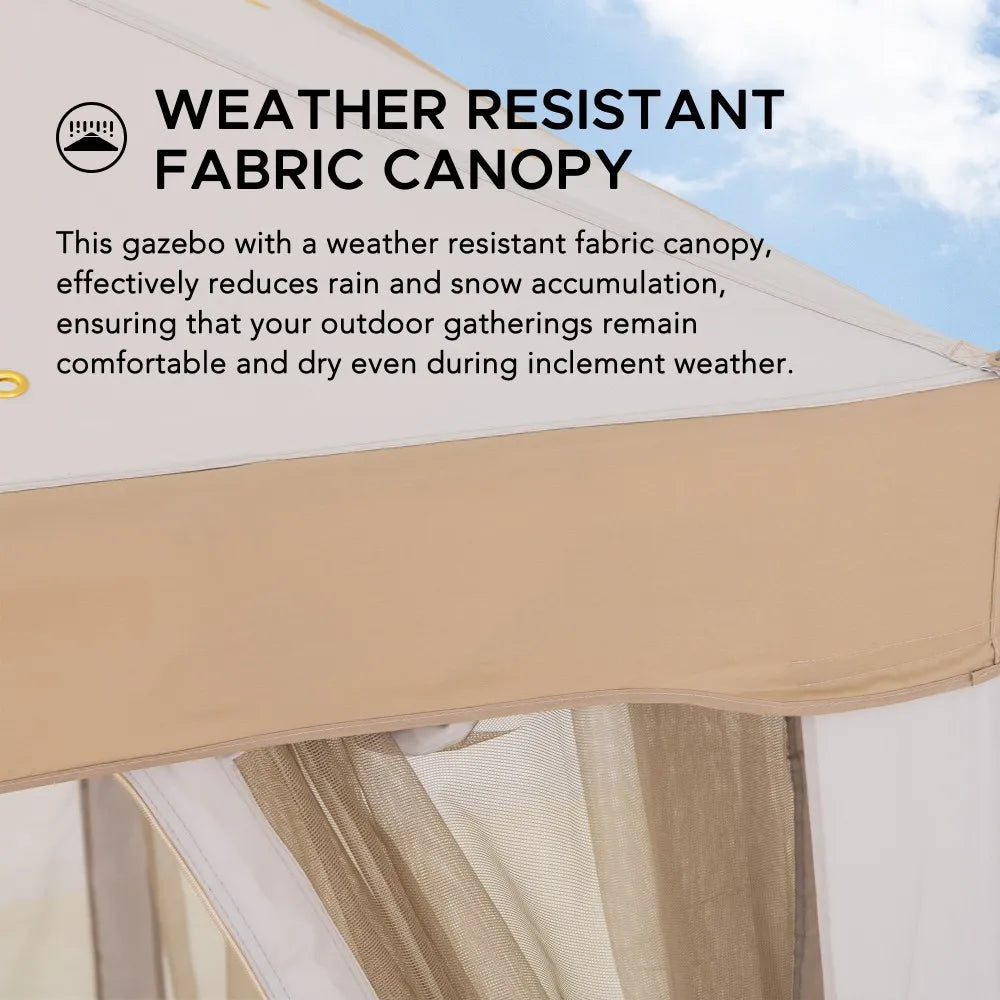 SUNJOY 8x8 Soft Top Gazebo with Mosquito Netting - Gray & Khaki