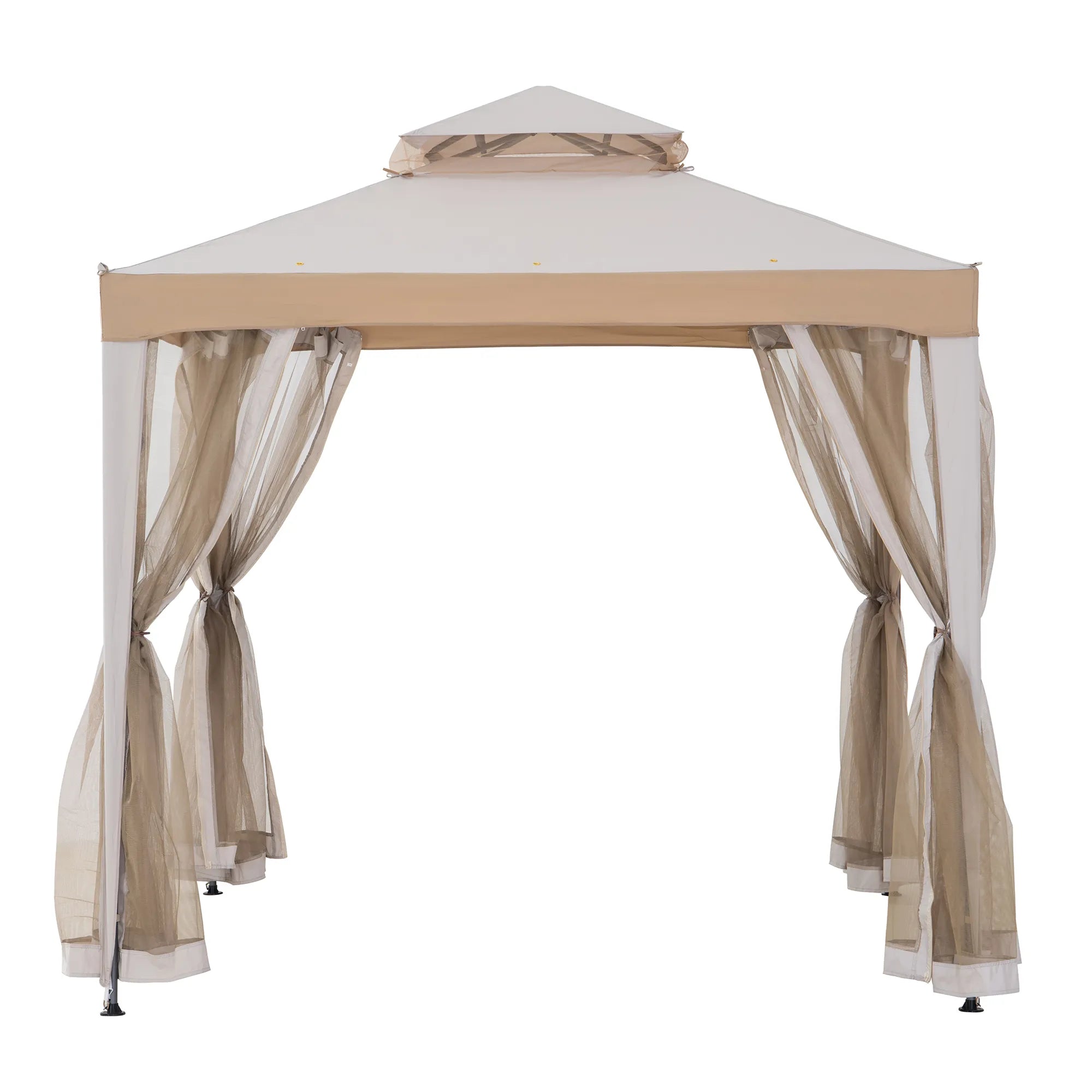 SUNJOY 8x8 Soft Top Gazebo with Mosquito Netting - Gray & Khaki