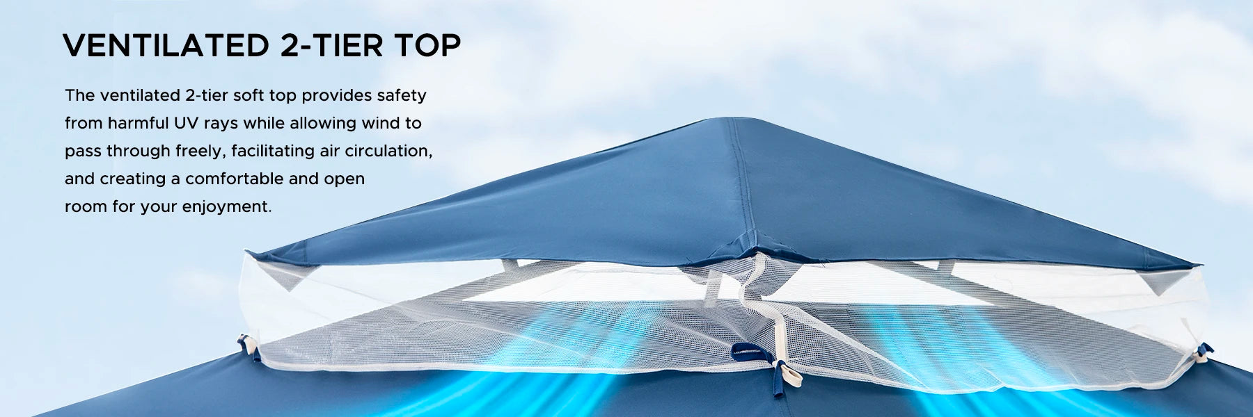 SUNJOY 8x8 Soft Top Gazebo with Mosquito Netting - Navy & White
