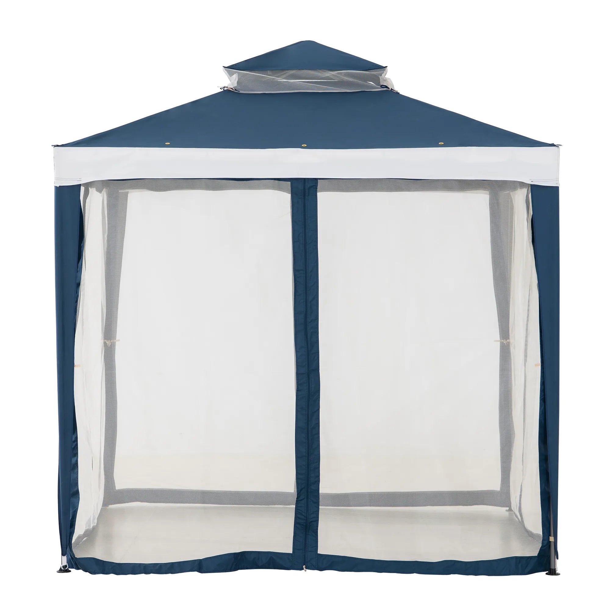 SUNJOY 8x8 Soft Top Gazebo with Mosquito Netting - Navy & White
