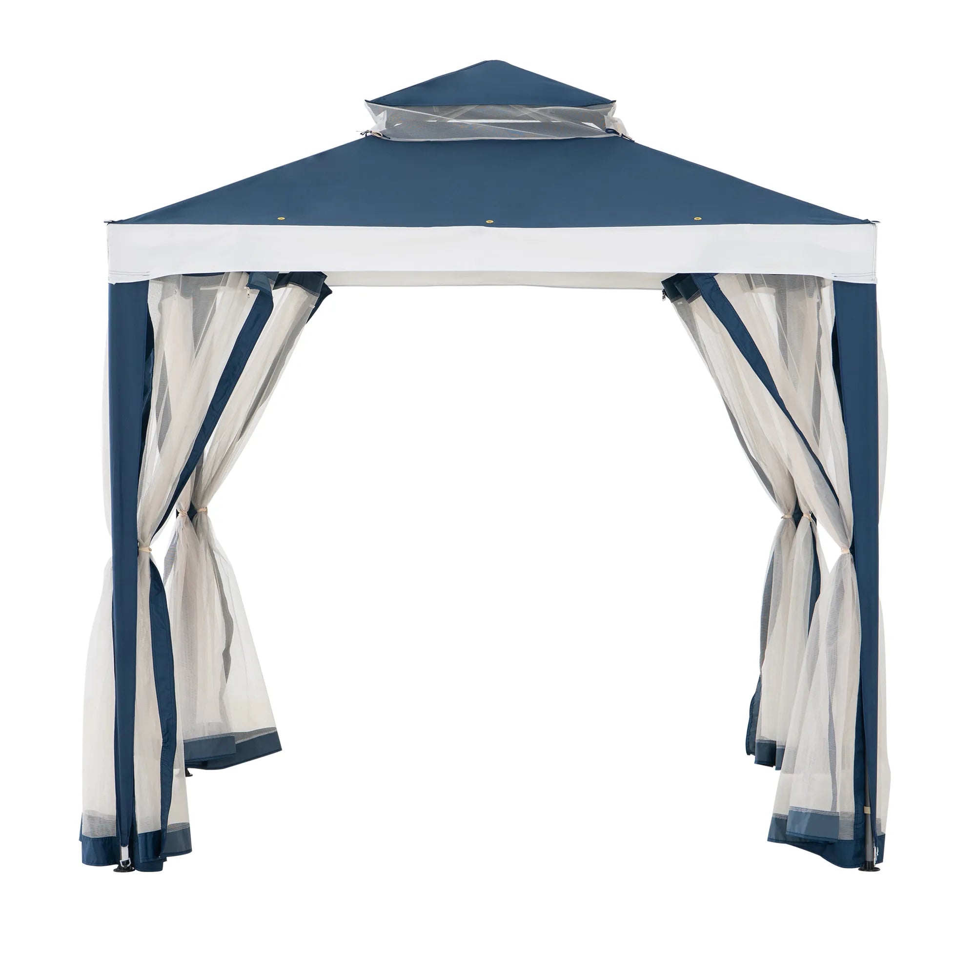 SUNJOY 8x8 Soft Top Gazebo with Mosquito Netting - Navy & White