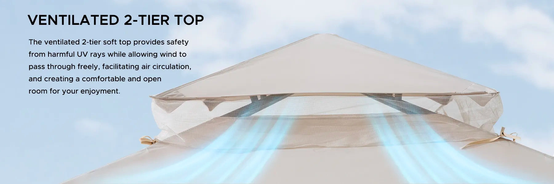 SUNJOY 8x8 Soft Top Gazebo with Mosquito Netting - Beige & White