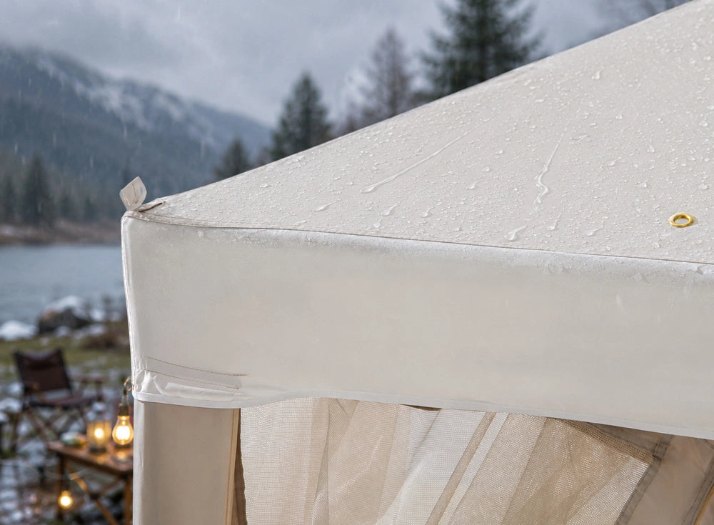 SUNJOY 8x8 Soft Top Gazebo with Mosquito Netting - Beige & White