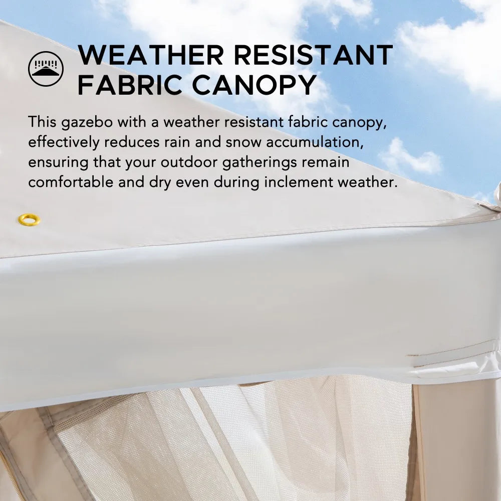 SUNJOY 8x8 Soft Top Gazebo with Mosquito Netting - Beige & White