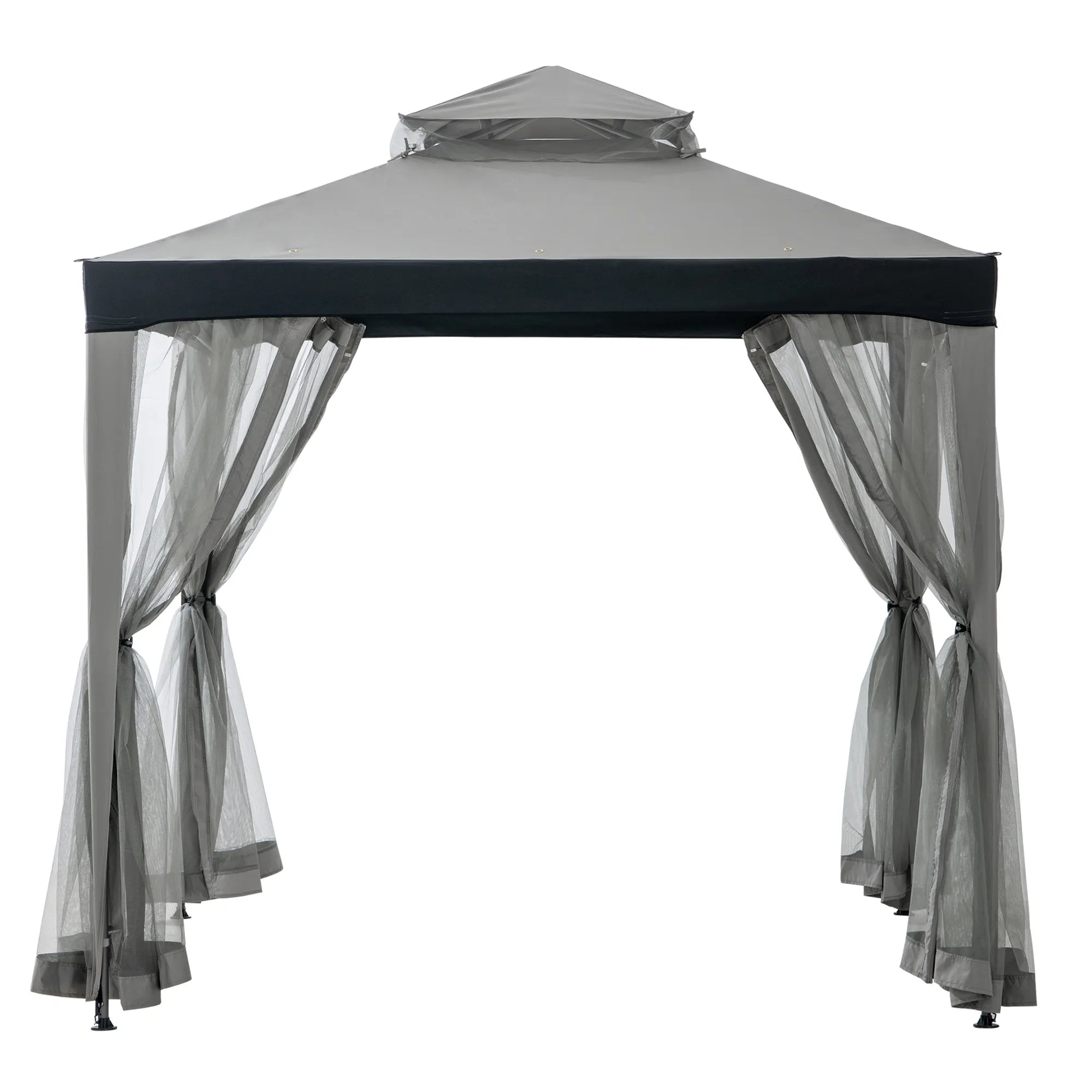 SUNJOY 8x8 Soft Top Gazebo with Mosquito Netting - Gray & Black