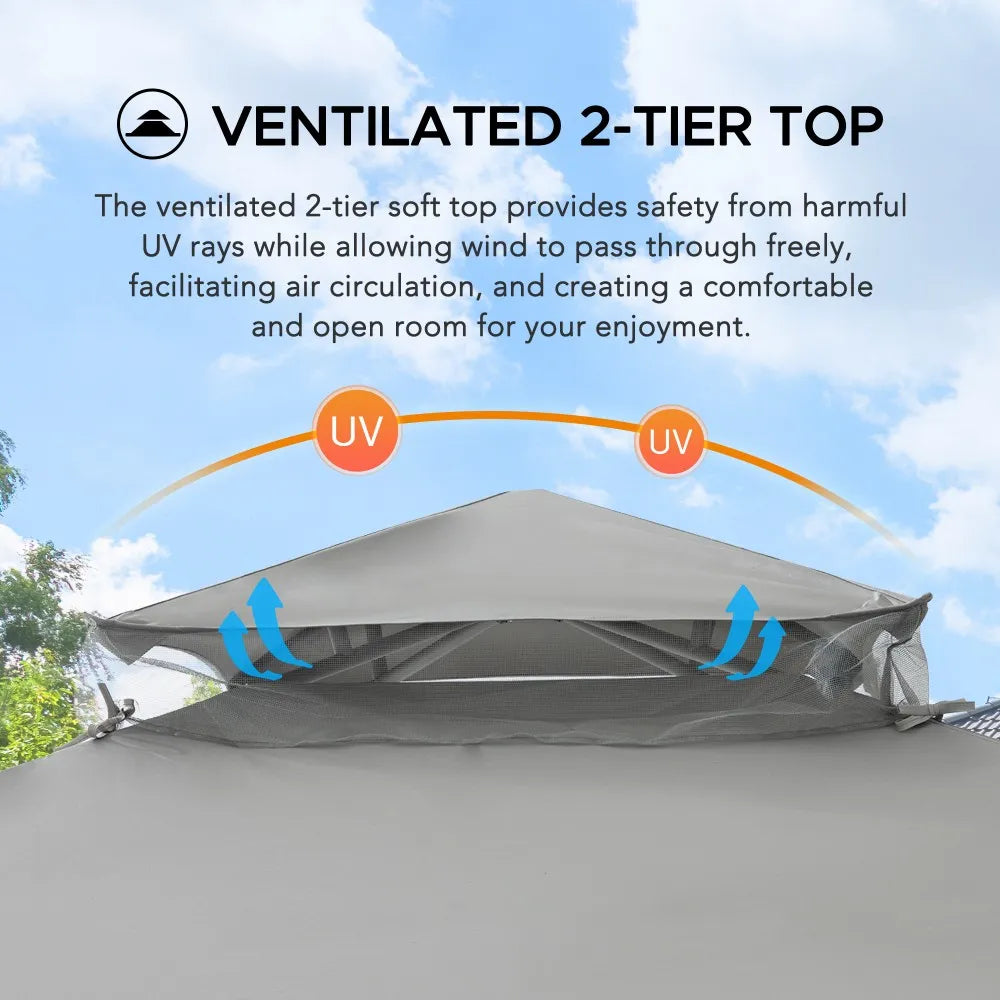 SUNJOY 8x8 Soft Top Gazebo with Mosquito Netting - Gray & Black