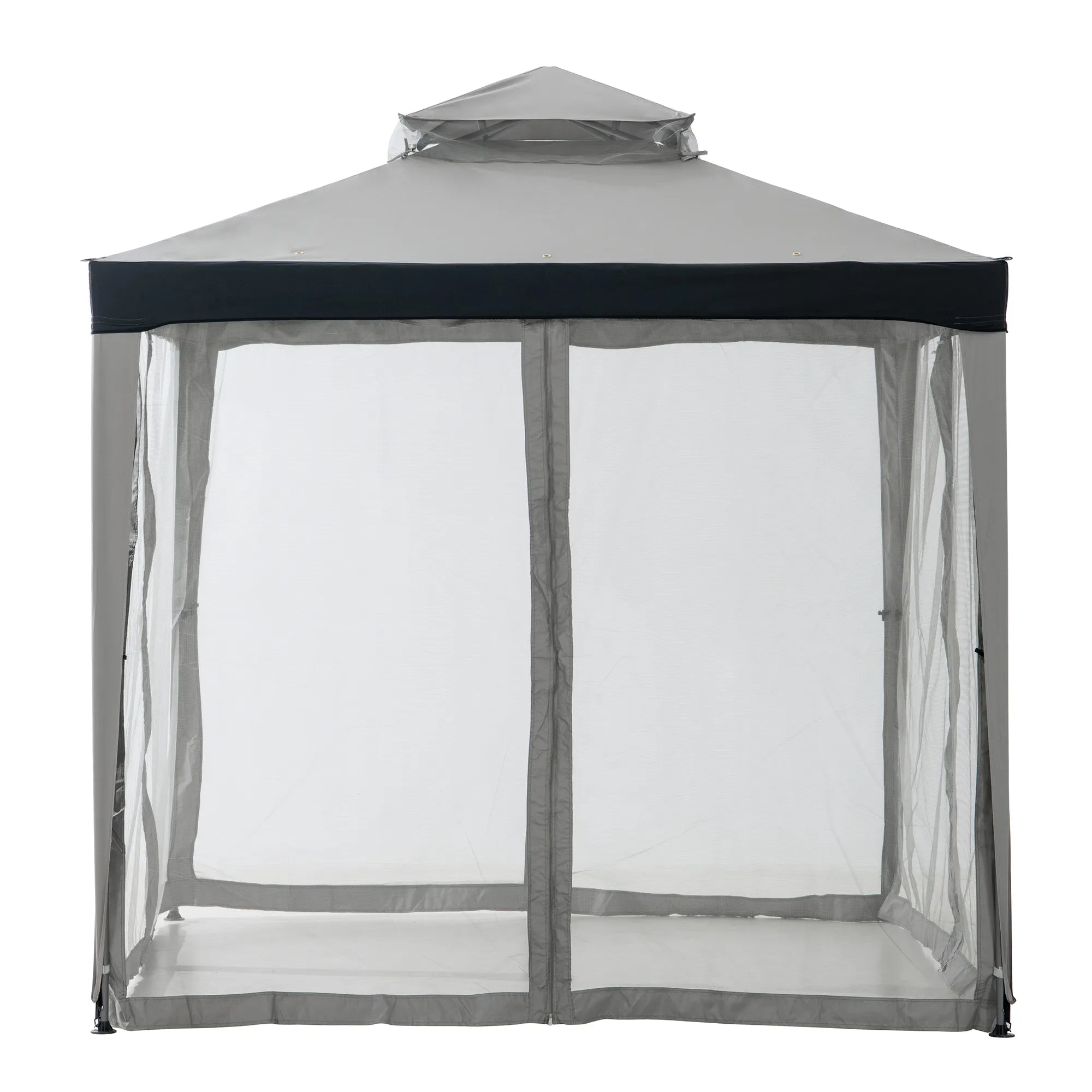 SUNJOY 8x8 Soft Top Gazebo with Mosquito Netting - Gray & Black