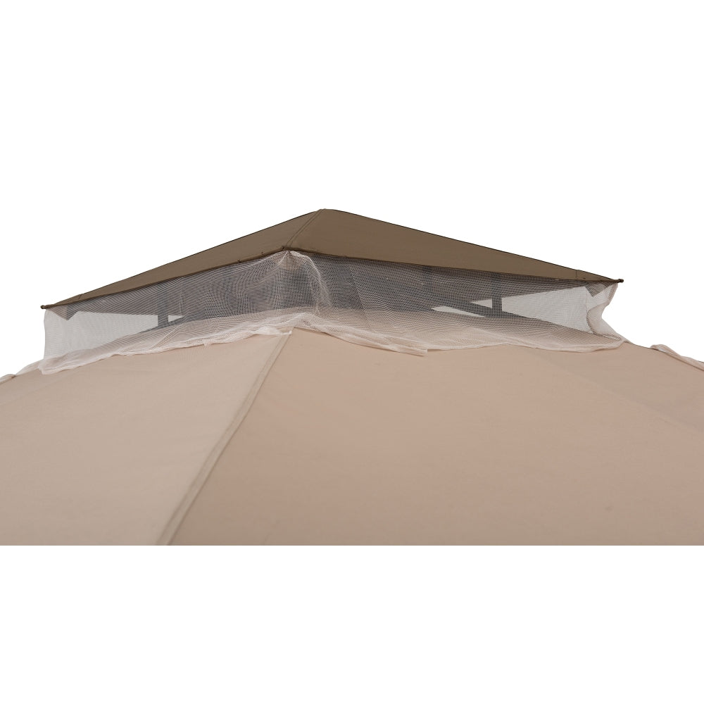 SUNJOY 9.5x9.5 2-Tier Steel Backyard Gazebo with Netting