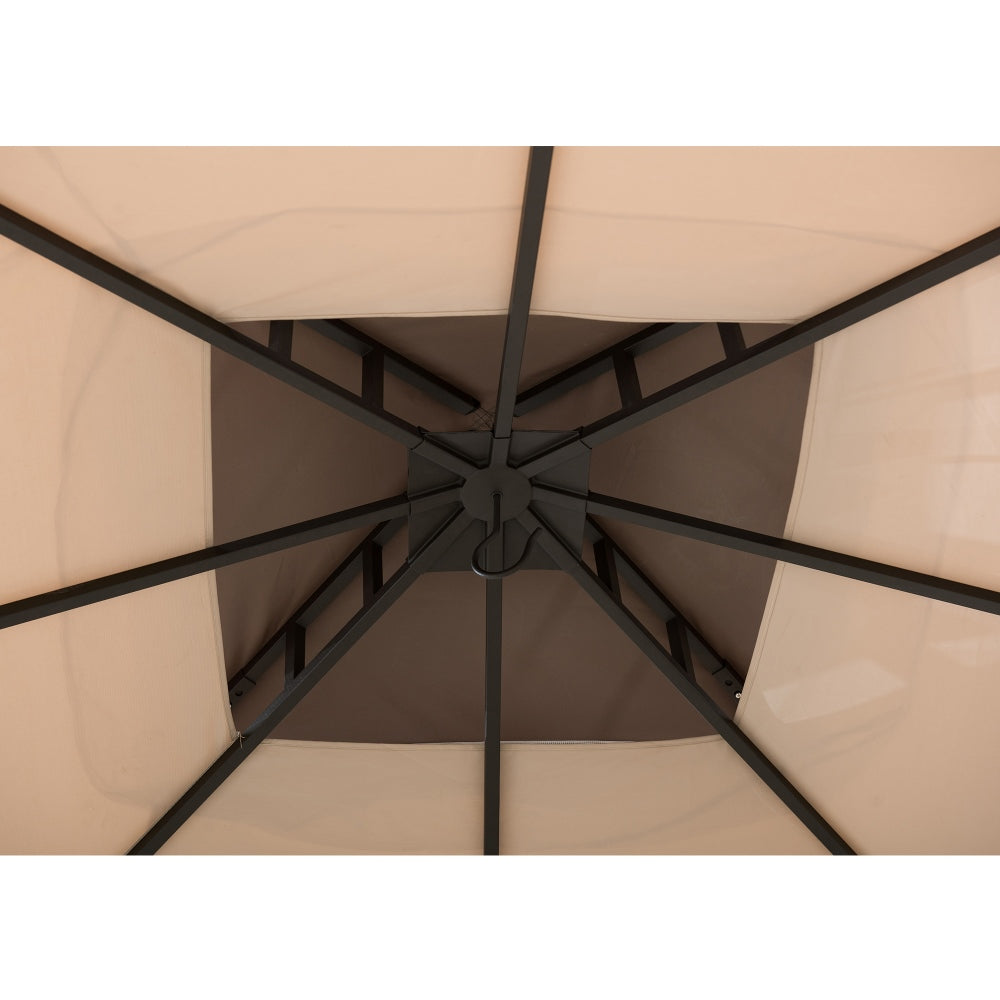 SUNJOY 9.5x9.5 2-Tier Steel Backyard Gazebo with Netting