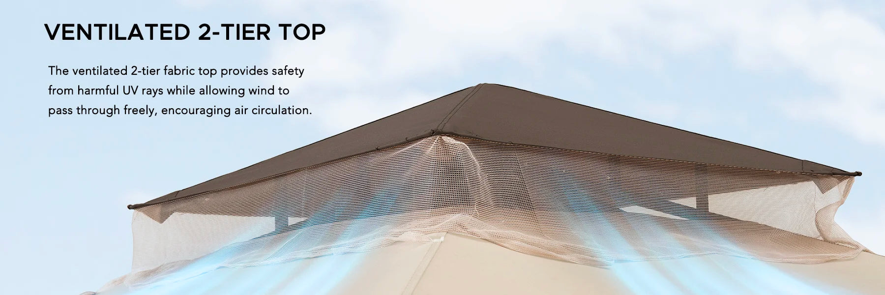 SUNJOY 9x9 Soft Top Garden Gazebo with Mosquito Netting - Beige & Brown