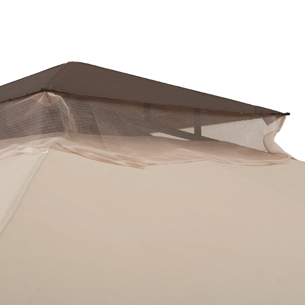 SUNJOY 9x9 2-Tier Steel Frame Gazebo with Netting - Beige
