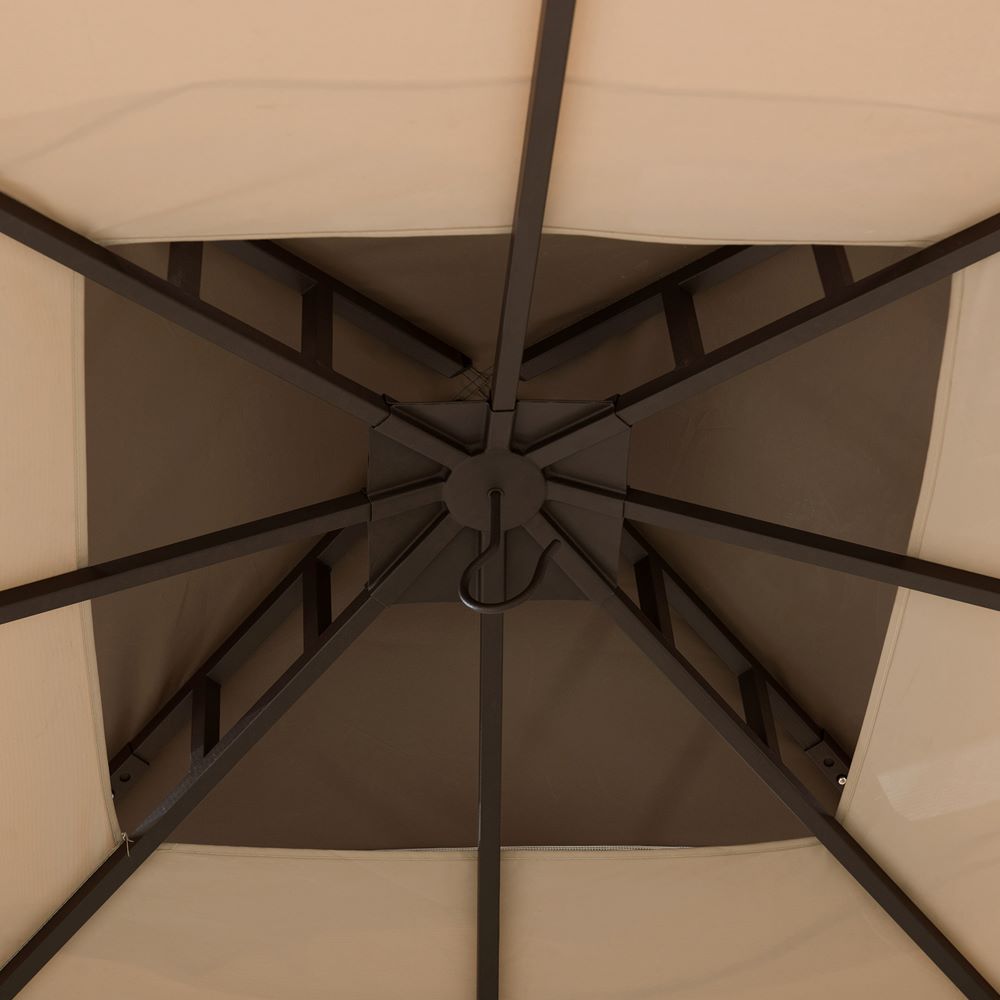 SUNJOY 9x9 2-Tier Steel Frame Gazebo with Netting - Beige