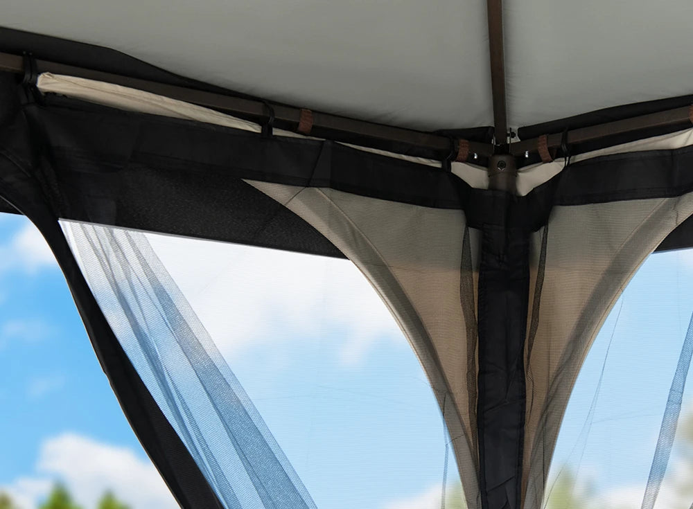 SUNJOY 9x9 Soft Top Garden Gazebo with Mosquito Netting - Light Gray & Black