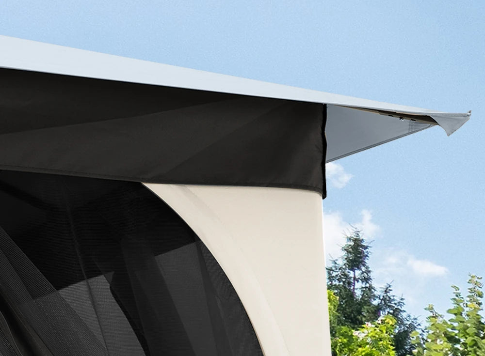 SUNJOY 9x9 Soft Top Garden Gazebo with Mosquito Netting - Light Gray & Black