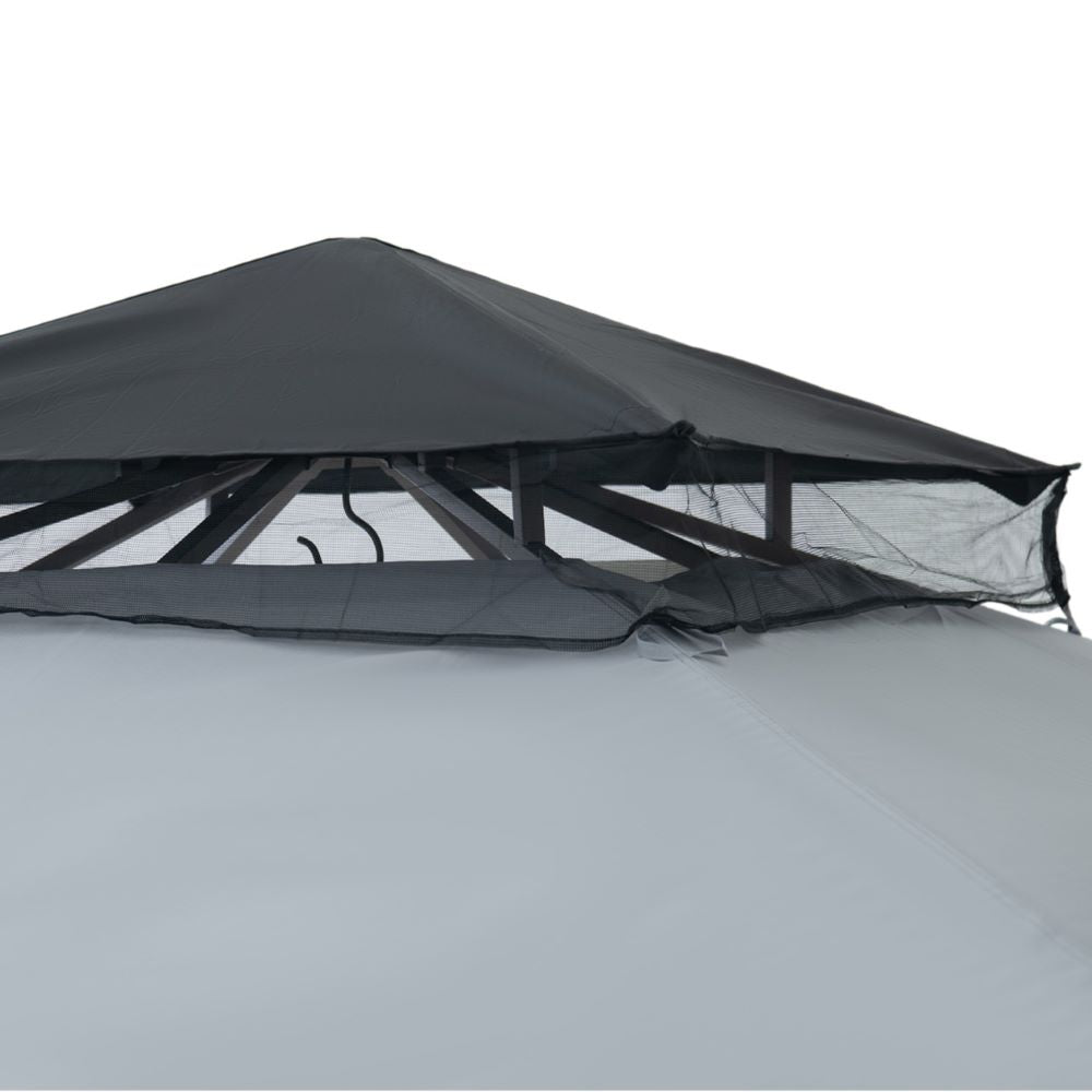 SUNJOY 9x9 2-Tier Steel Frame Gazebo with Netting - Tan