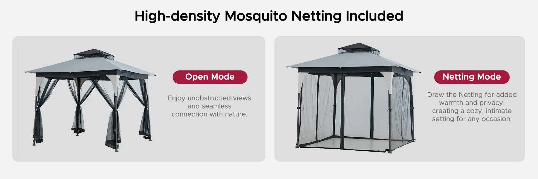 SUNJOY 9x9 Soft Top Garden Gazebo with Mosquito Netting - Light Gray & Black
