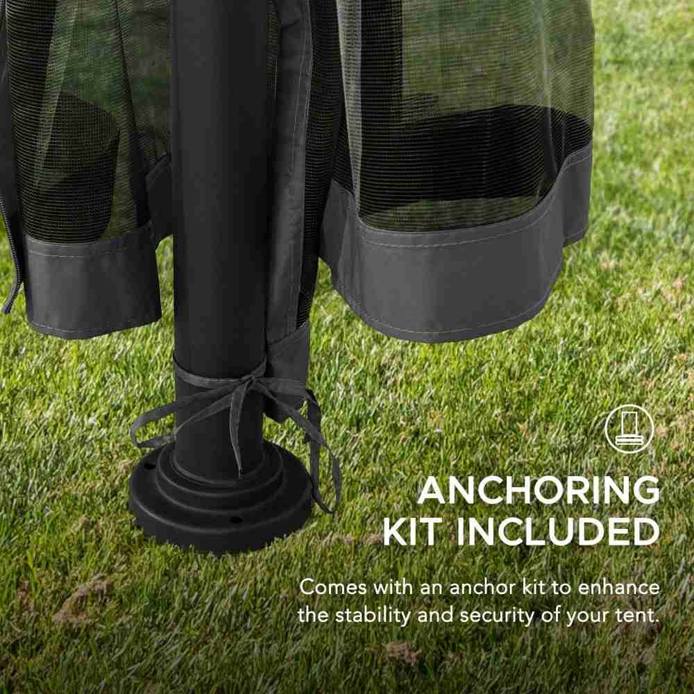 SUNJOY 9x9 2-Tier Steel Frame Gazebo with Netting - Gray