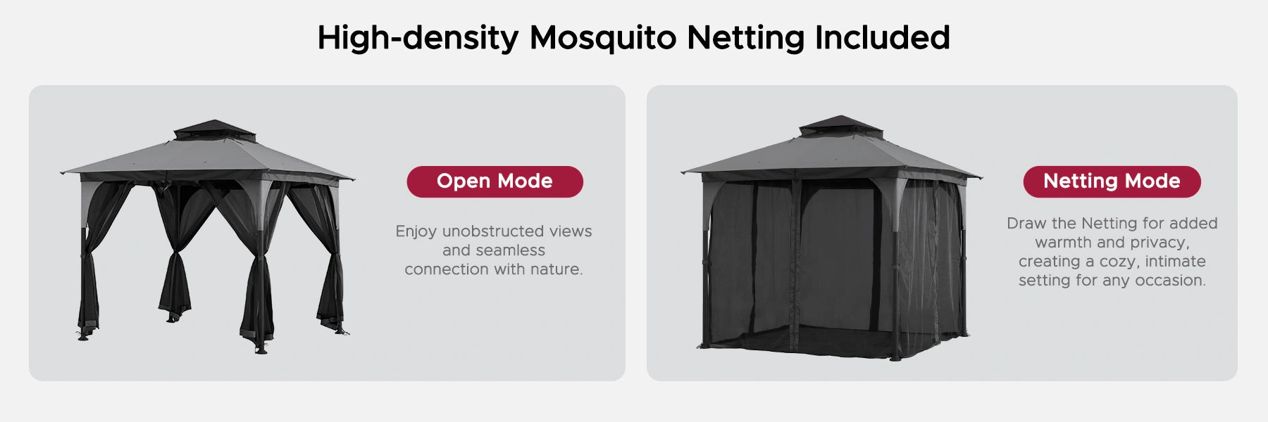 SUNJOY 9x9 Soft Top Garden Gazebo with Mosquito Netting - Gray & Black