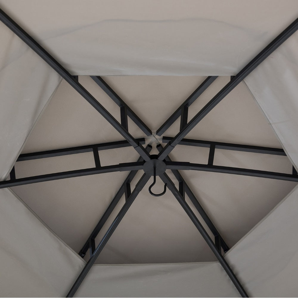 SUNJOY 15x15 Hexagon Soft Top Gazebo with Netting and Bar Shelf