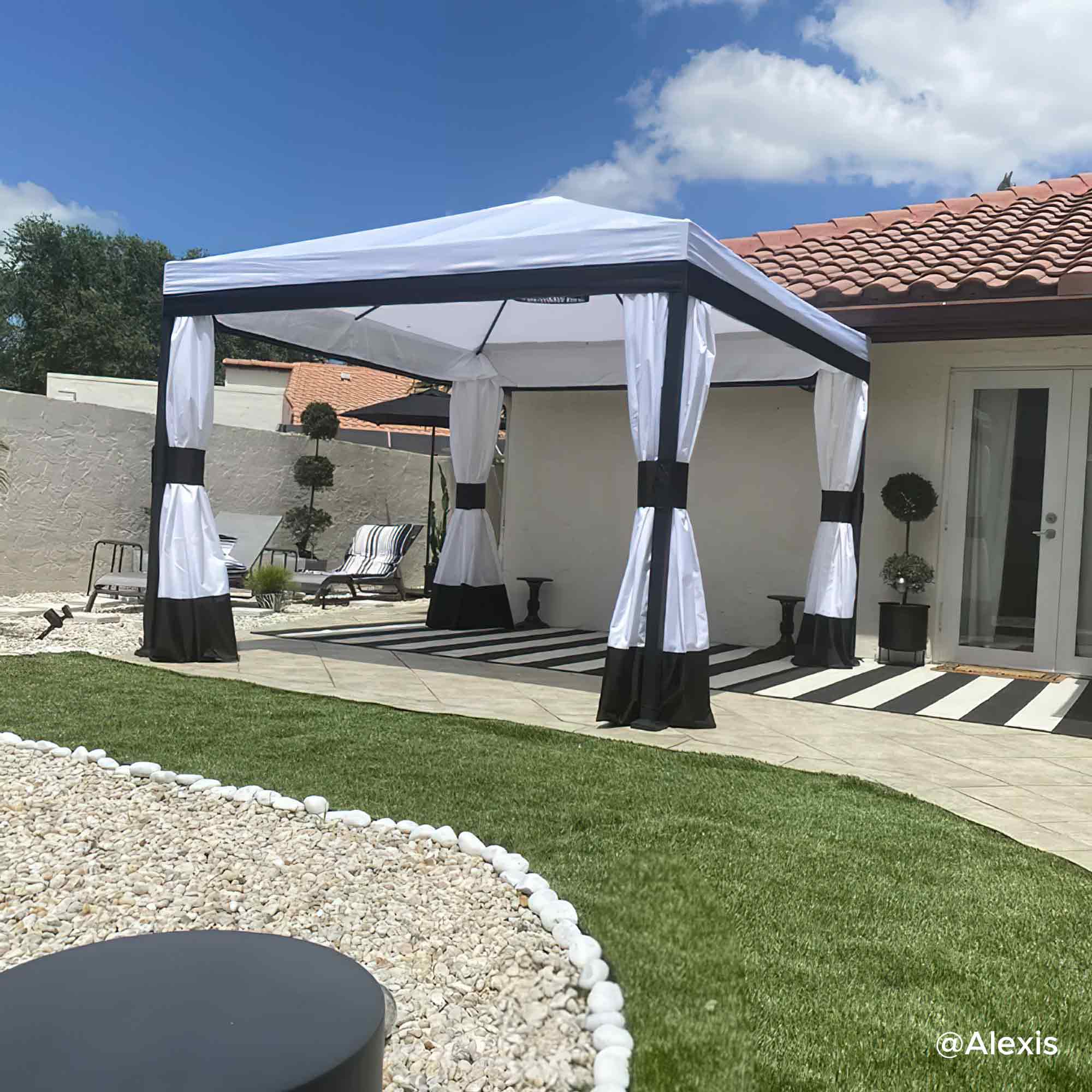 SUNJOY 10x10 White Gazebo with Curtain and Netting.