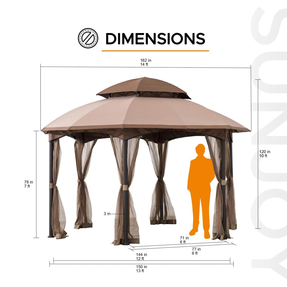 SUNJOY 13.5x13.5 Metal Patio Gazebo Kits with Ceiling Hook.