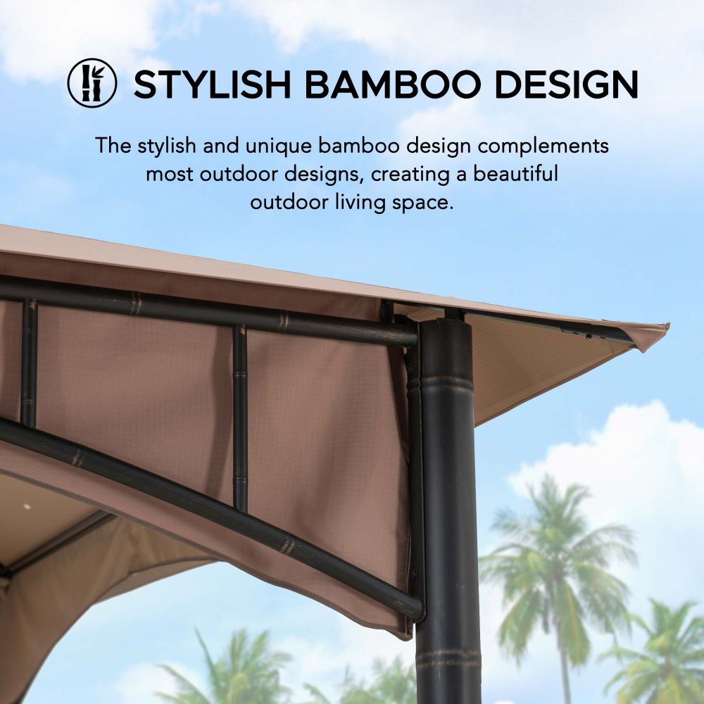 SUNJOY 11x11 Canopy Gazebo with Bamboo Look Steel Frame.